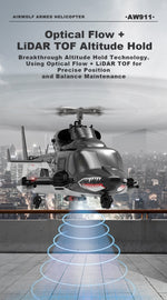 WOLFBUSH AW-911 Airwolf 1/34 Scale RC Helicopter Smart GPS 2.4G 9CH 6G/3D Stunt RC Airplane - stirlingkit