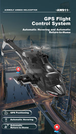 WOLFBUSH AW-911 Airwolf 1/34 Scale RC Helicopter Smart GPS 2.4G 9CH 6G/3D Stunt RC Airplane - stirlingkit