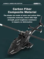 WOLFBUSH AW-911 Airwolf 1/34 Scale RC Helicopter Smart GPS 2.4G 9CH 6G/3D Stunt RC Airplane - stirlingkit