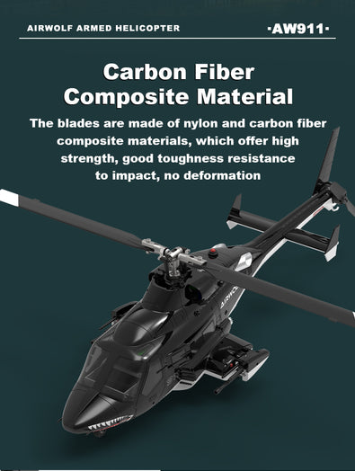 WOLFBUSH AW-911 Airwolf 1/34 Scale RC Helicopter Smart GPS 2.4G 9CH 6G/3D Stunt RC Airplane - stirlingkit