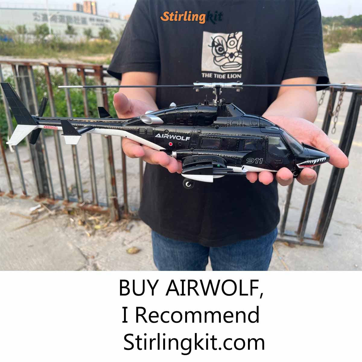 WOLFBUSH AW-911 Airwolf 1/34 Scale RC Helicopter Smart GPS 2.4G 9CH 6G/3D Stunt RC Airplane - stirlingkit