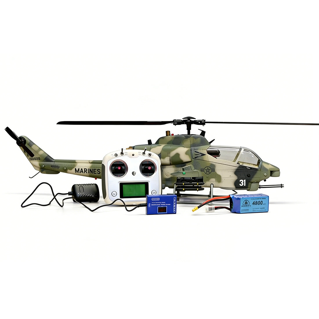 WOLFBUSH & ROBAN AH-1W Cobra 470-Class Military GPS Large RC Helicopter Model 2.4G 6CH - stirlingkit