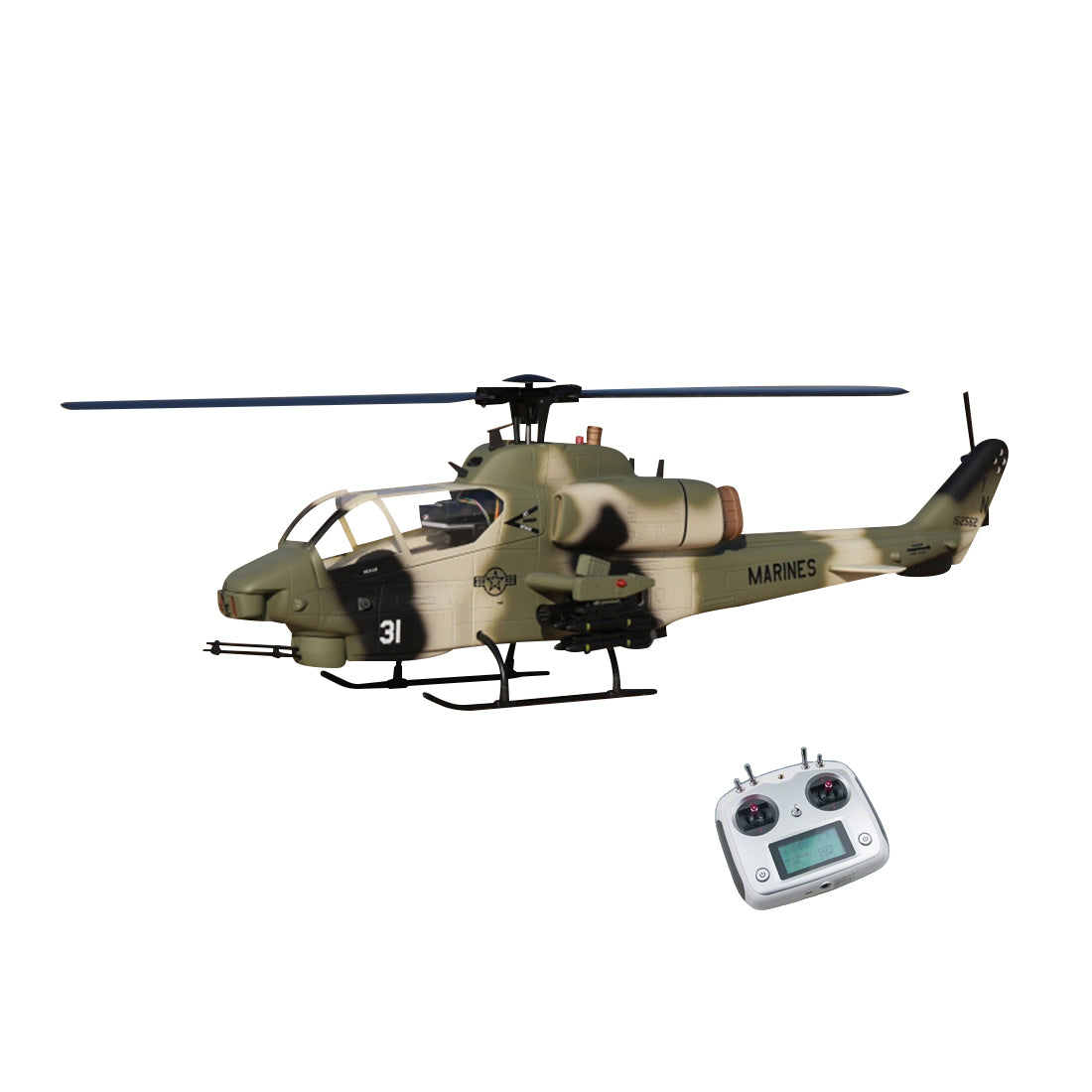 WOLFBUSH & ROBAN AH-1W Cobra 470-Class Military GPS Large RC Helicopter Model 2.4G 6CH - stirlingkit