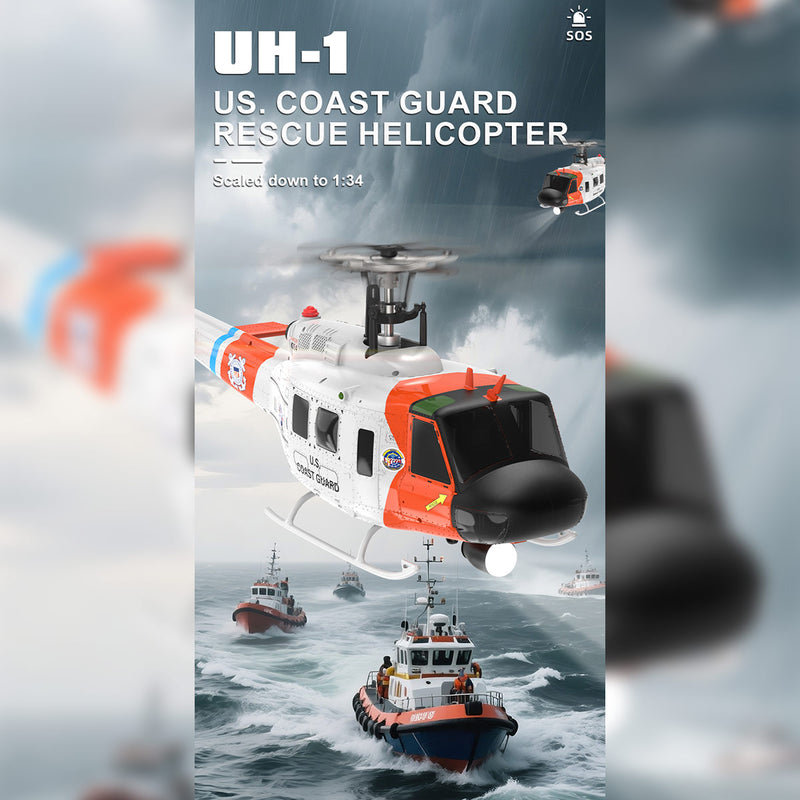 WOLFBUSH × YU XIANG F07S Micro Scale F07S UH-1 Huey 1/34 RTF GPS Rescue RC Helicopter