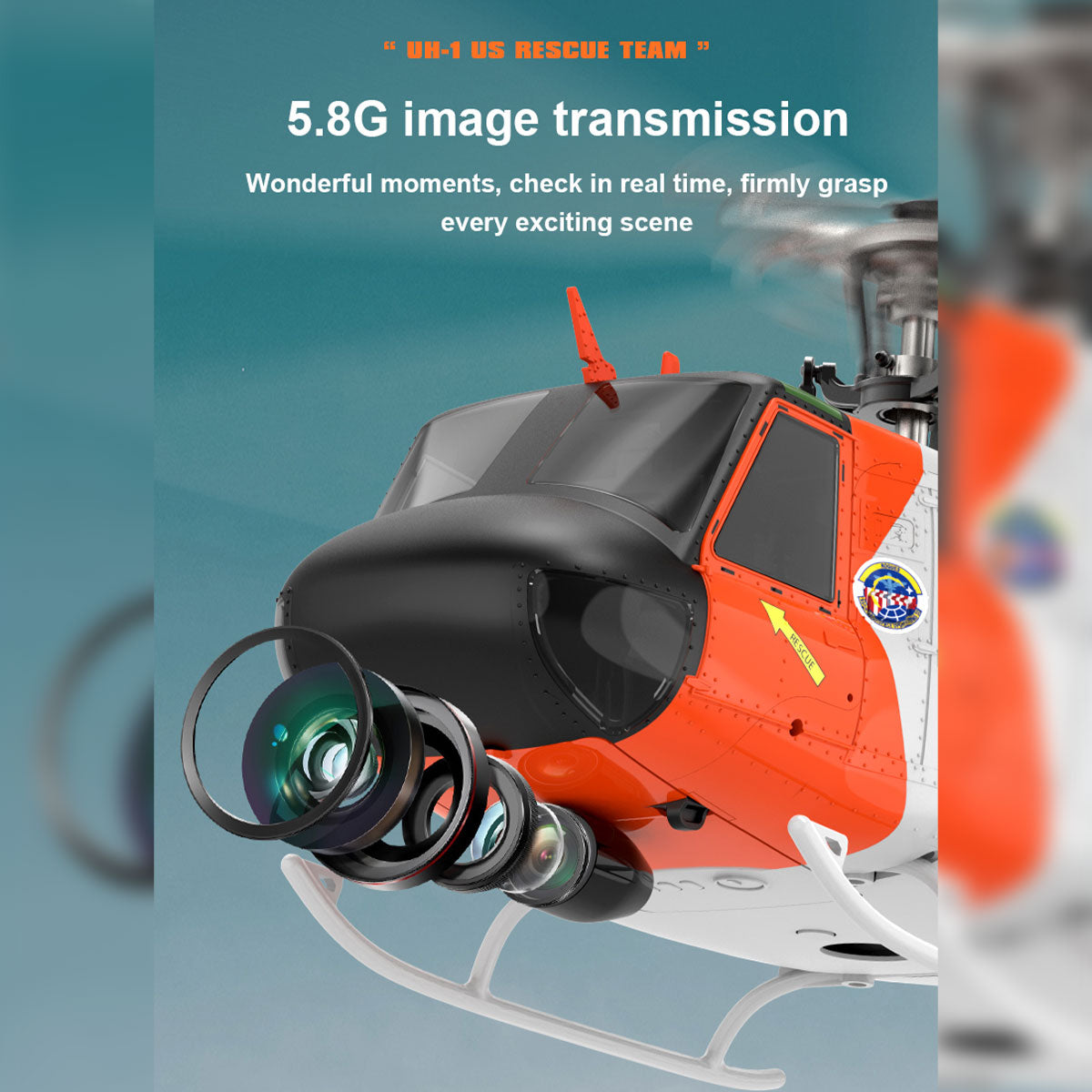WOLFBUSH × YU XIANG F07S Micro Scale F07S UH-1 Huey 1/34 RTF GPS Rescue RC Helicopter - stirlingkit