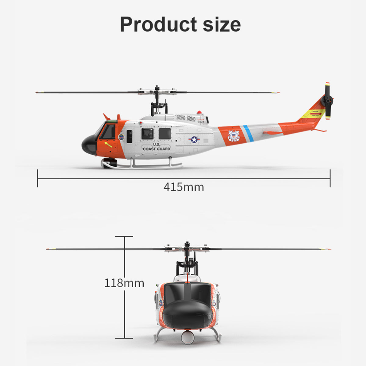 WOLFBUSH × YU XIANG F07S Micro Scale F07S UH-1 Huey 1/34 RTF GPS Rescue RC Helicopter - stirlingkit