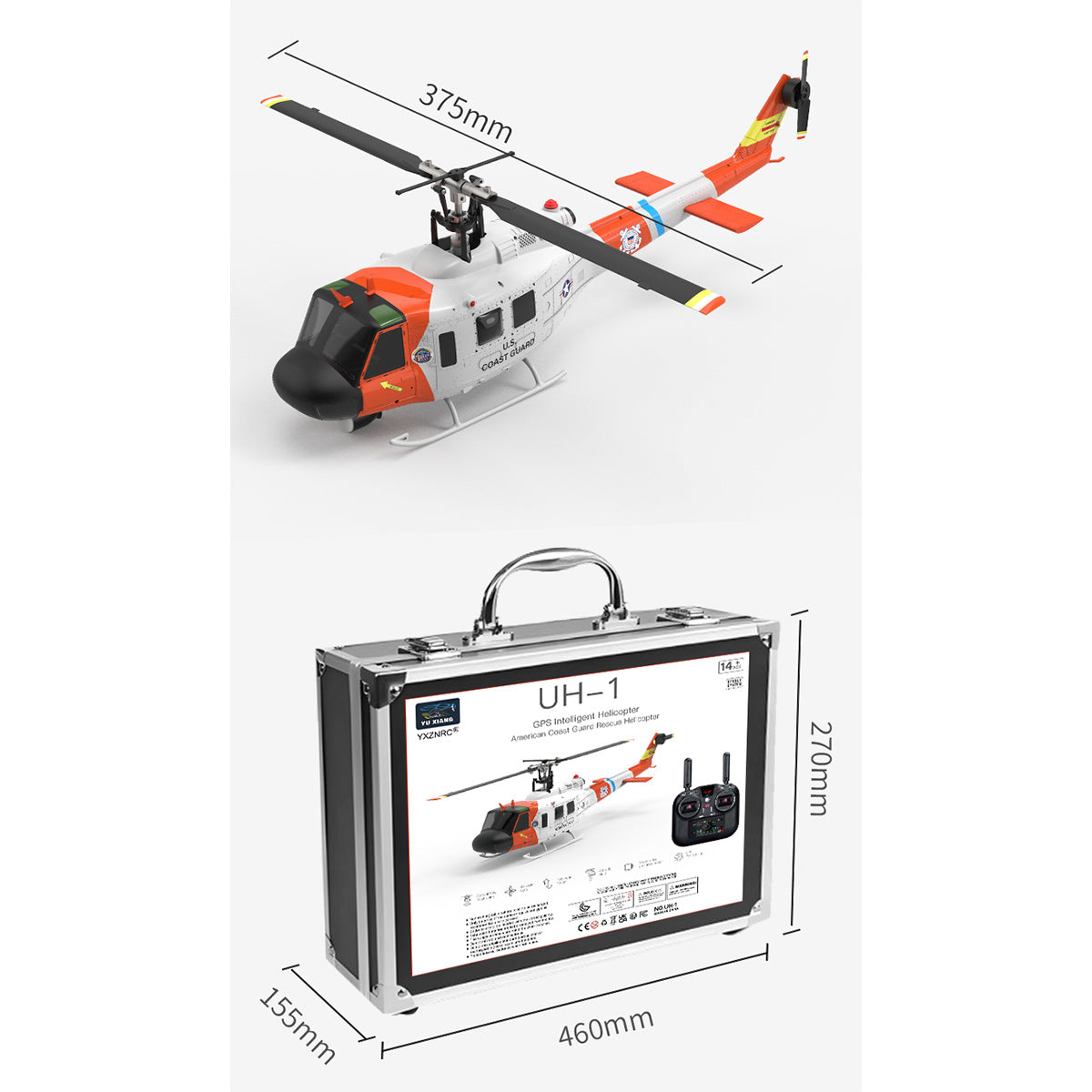 WOLFBUSH × YU XIANG F07S Micro Scale F07S UH-1 Huey 1/34 RTF GPS Rescue RC Helicopter - stirlingkit