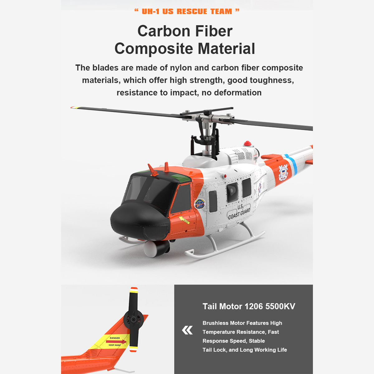 WOLFBUSH × YU XIANG F07S Micro Scale F07S UH-1 Huey 1/34 RTF GPS Rescue RC Helicopter - stirlingkit