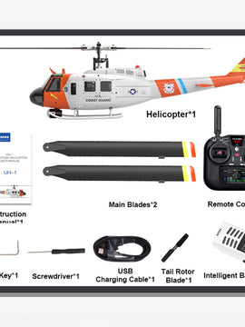 WOLFBUSH × YU XIANG F07S Micro Scale F07S UH-1 Huey 1/34 RTF GPS Rescue RC Helicopter