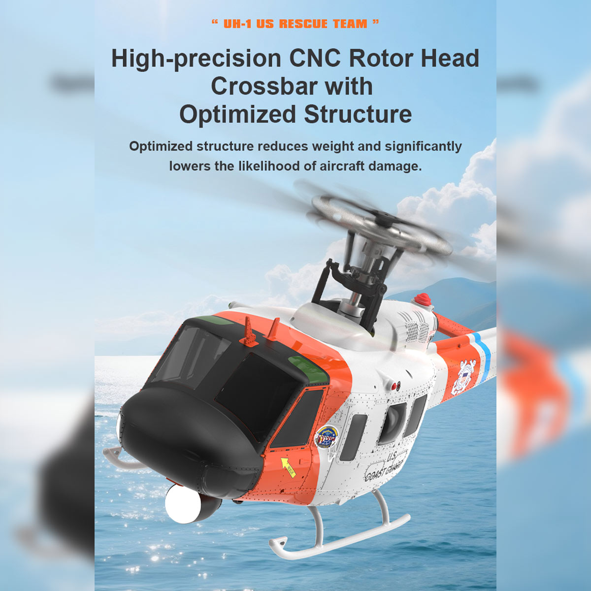 WOLFBUSH × YU XIANG F07S Micro Scale F07S UH-1 Huey 1/34 RTF GPS Rescue RC Helicopter - stirlingkit