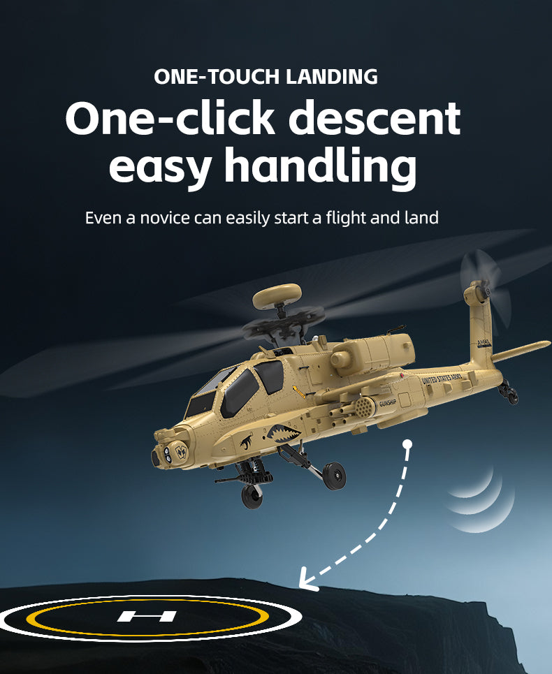 WOLFBUSH & YU XIANG F11-N AH64 RC Apache Attack Helicopter 6G/3D with Optical Flow Altitude 1/32 Hold RTF - stirlingkit