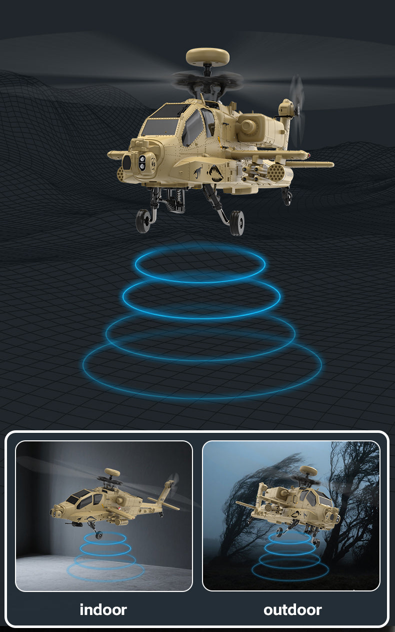 WOLFBUSH & YU XIANG F11-N AH64 RC Apache Attack Helicopter 6G/3D with Optical Flow Altitude 1/32 Hold RTF - stirlingkit