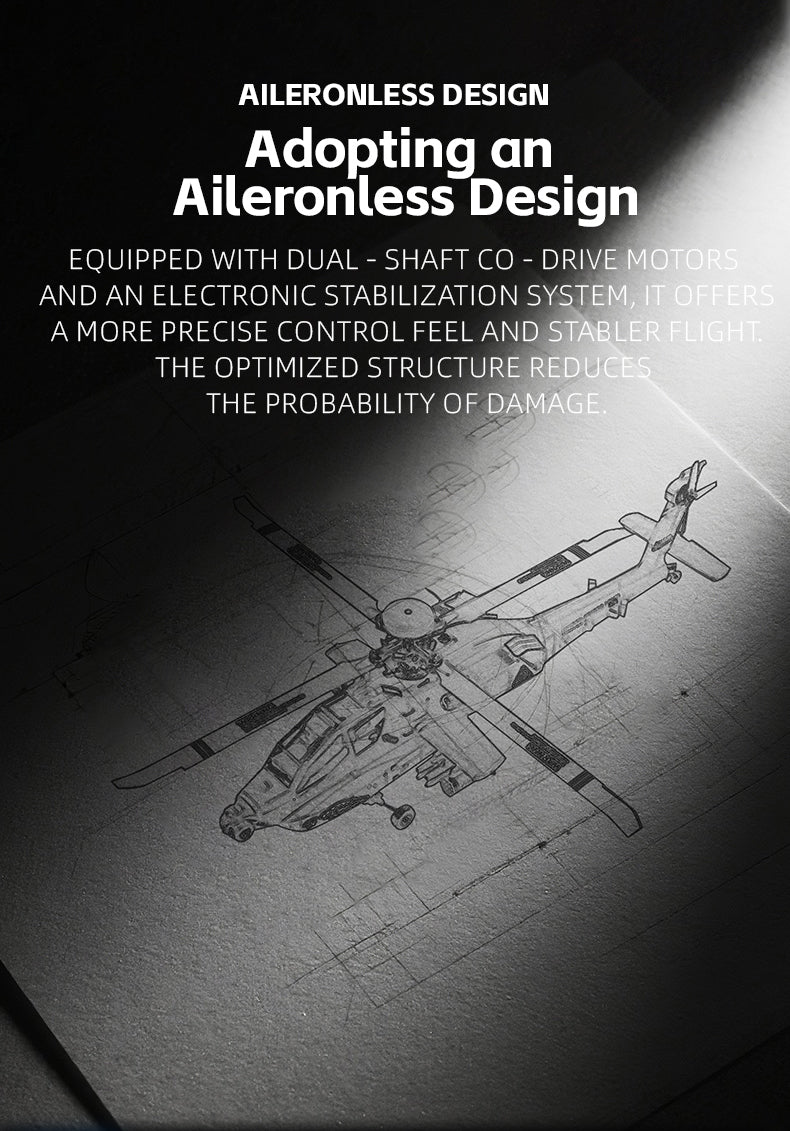 WOLFBUSH & YU XIANG F11-N AH64 RC Apache Attack Helicopter 6G/3D with Optical Flow Altitude 1/32 Hold RTF - stirlingkit