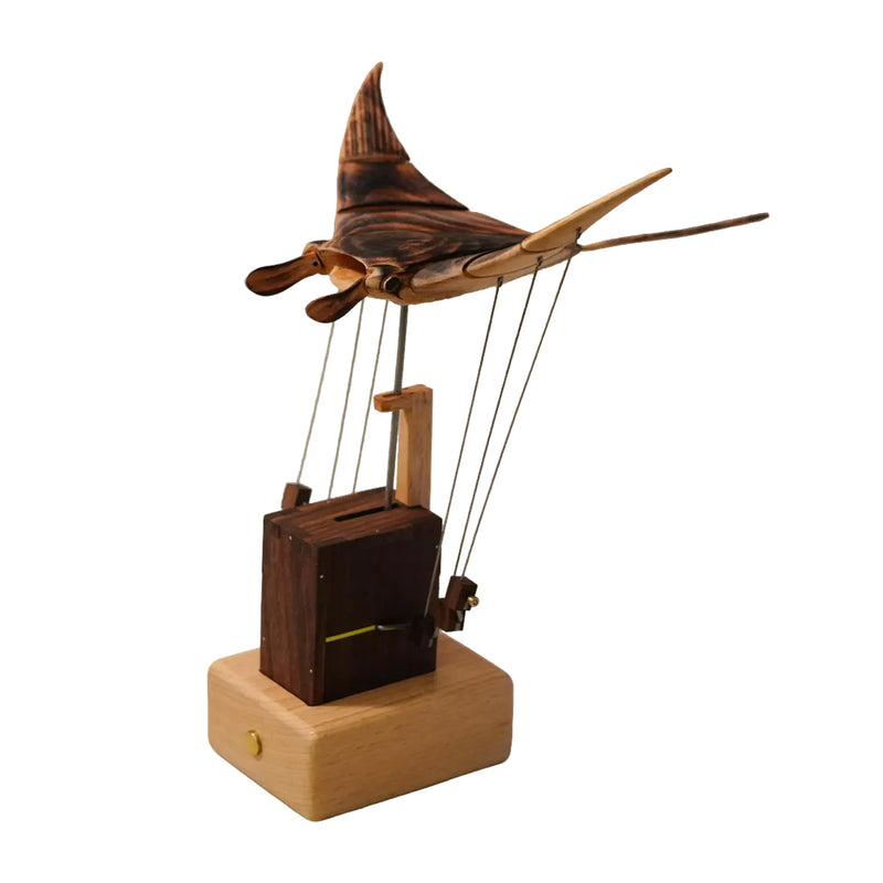 Wooden Kinetic Manta Ray Sculpture Automata Stingray for Adults