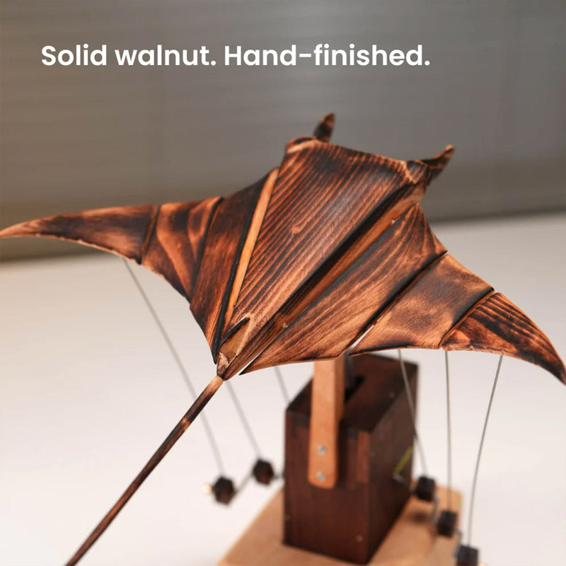 Wooden Kinetic Manta Ray Sculpture Automata Stingray for Adults
