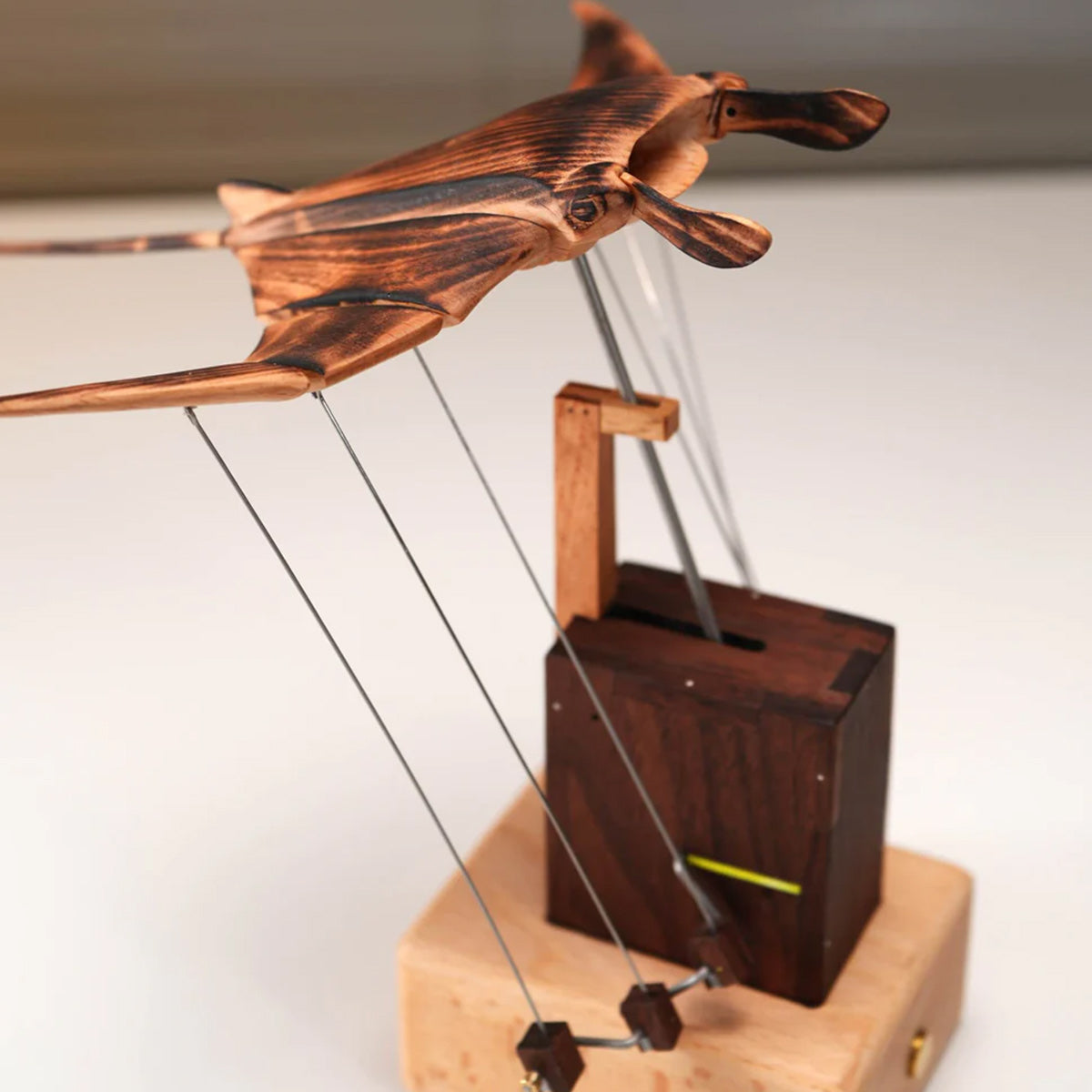 Wooden Kinetic Manta Ray Sculpture Automata Stingray for Adults