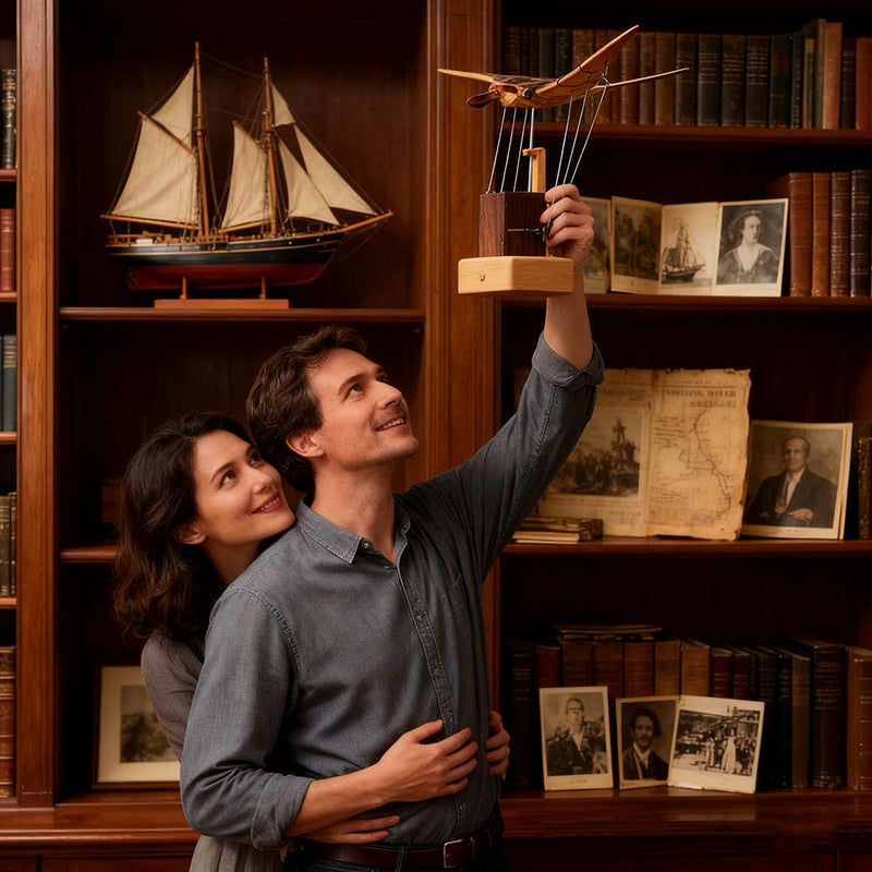 Wooden Kinetic Manta Ray Sculpture Automata Stingray for Adults