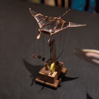 Wooden Kinetic Manta Ray Sculpture Automata Stingray for Adults - stirlingkit