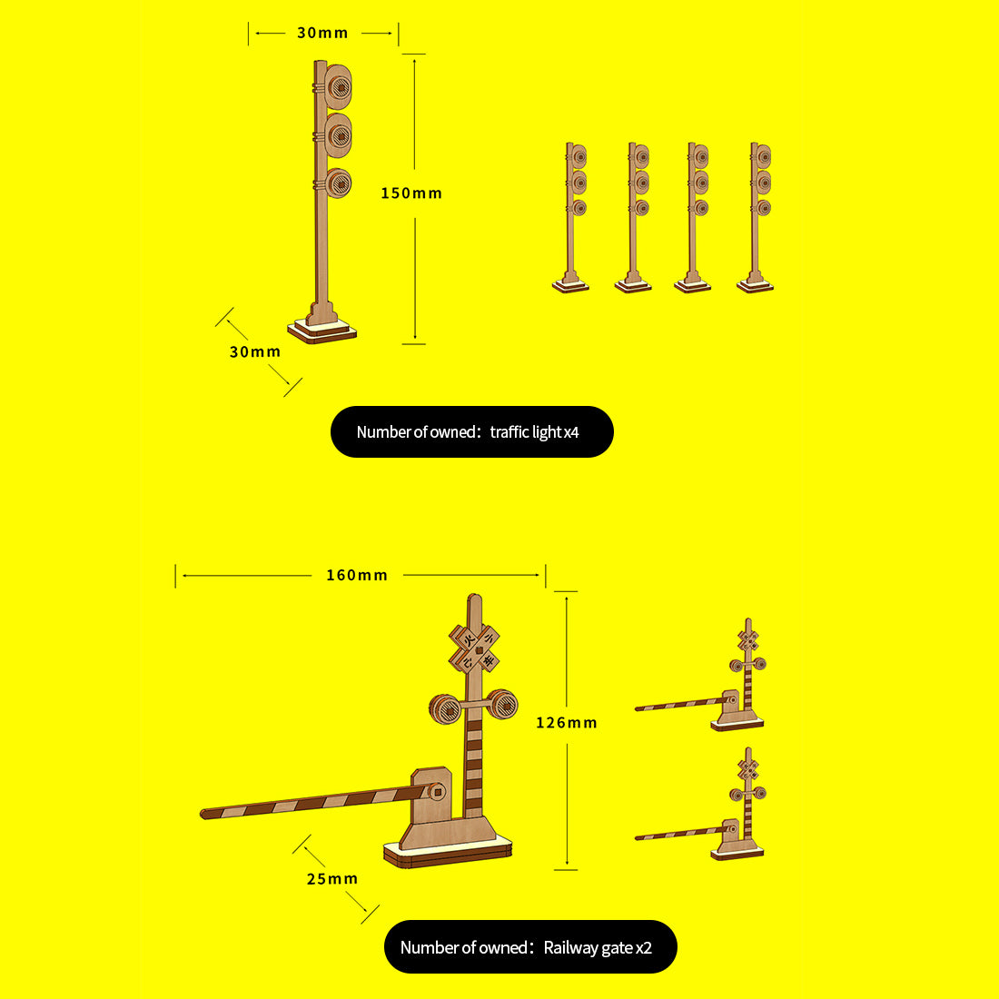 Wooden Train Railway Scene Model Sets for Retrol Beam Steam Engine - stirlingkit