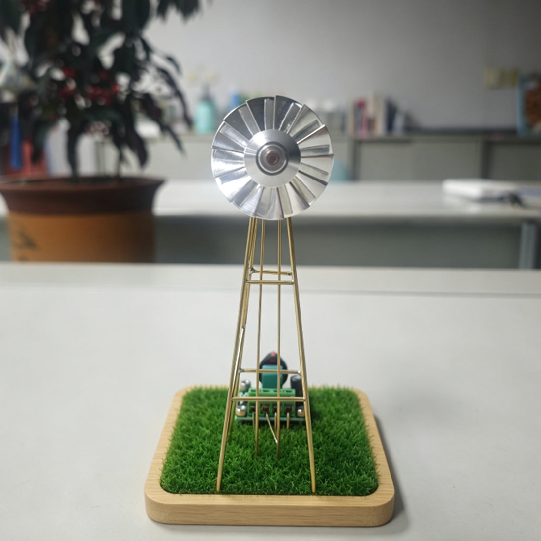 Working American Windmill DIY Circuit Sculpture Model Kits Edison LED Lamp