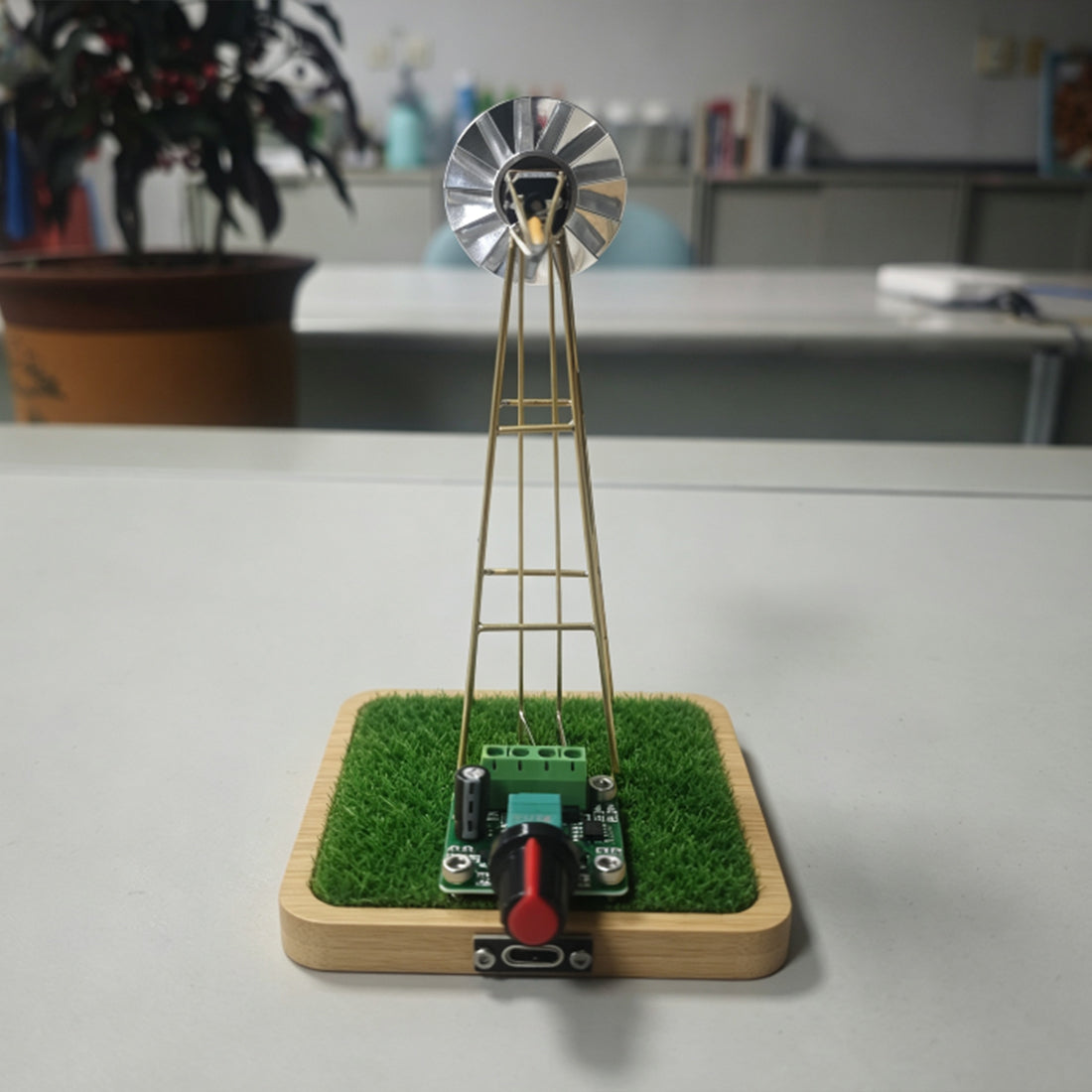 Working American Windmill DIY Circuit Sculpture Model Kits Edison LED Lamp