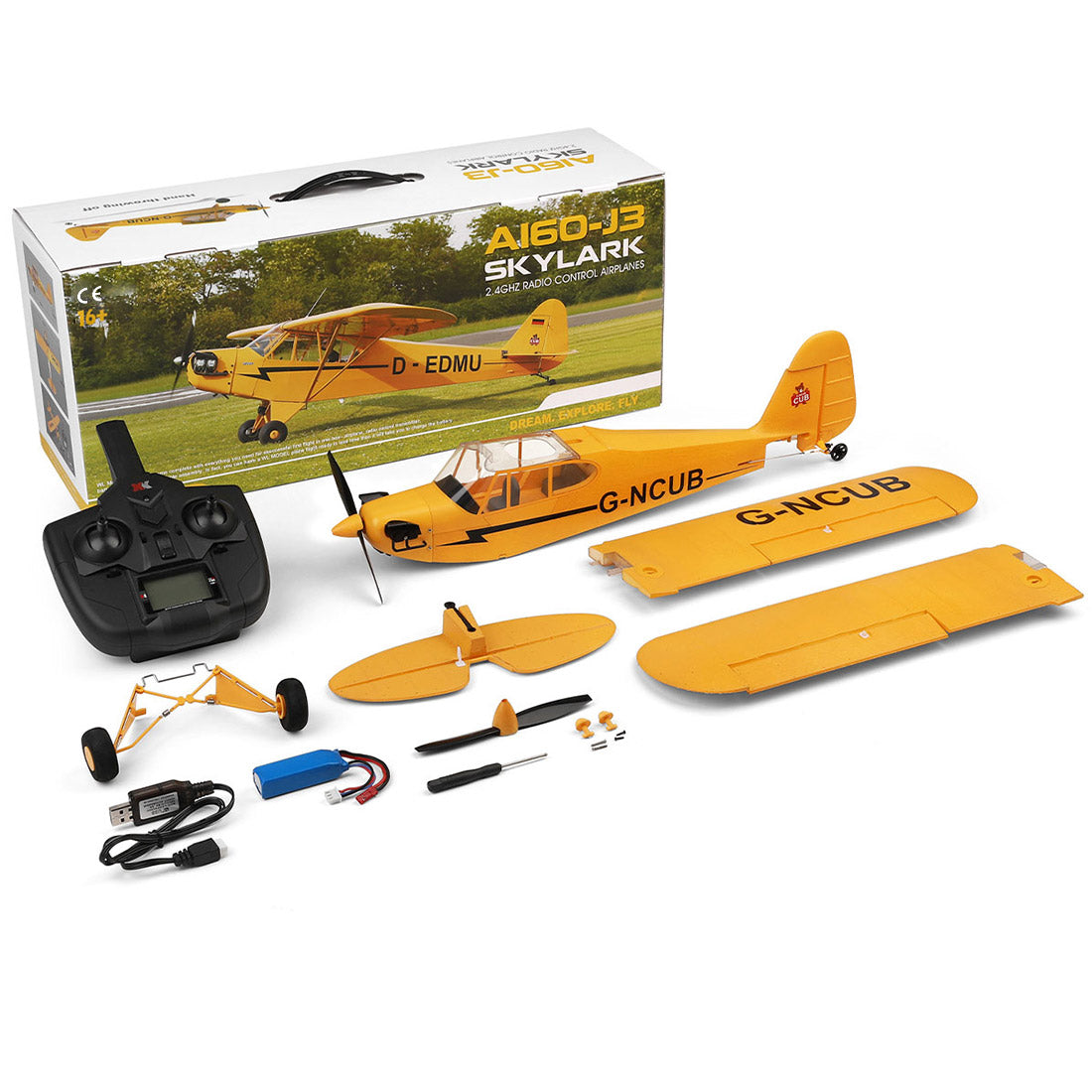 XK A160 J3 Skylark Cub 3D/6G 650mm Wingspan EPP Airplane RTF for Beginner - stirlingkit