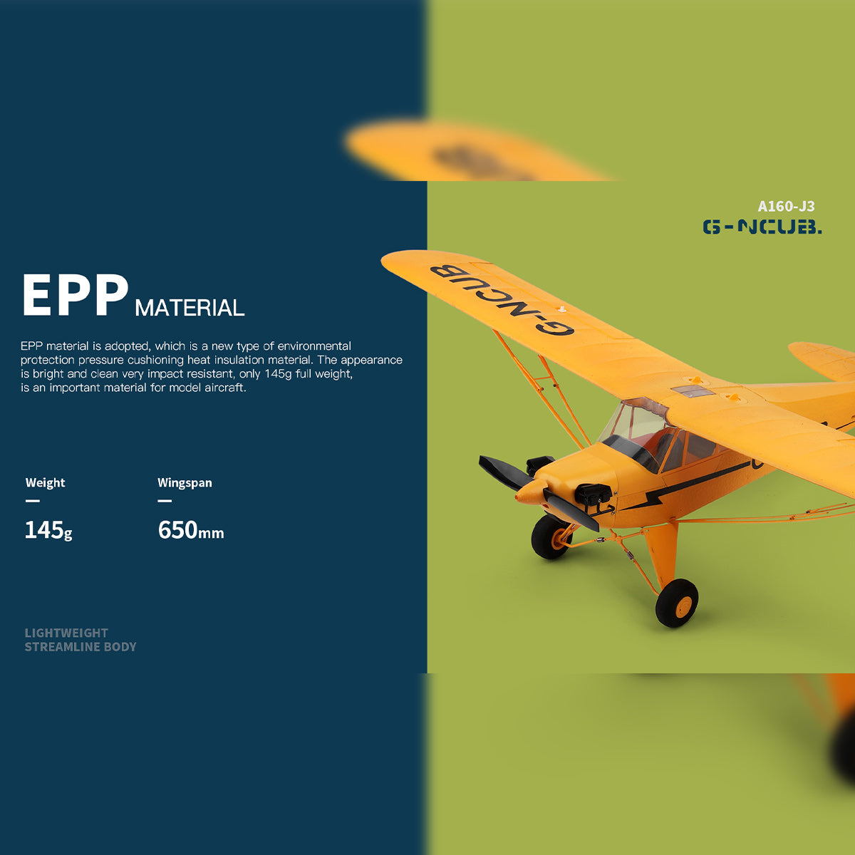 XK A160 J3 Skylark Cub 3D/6G 650mm Wingspan EPP Airplane RTF for Beginner - stirlingkit