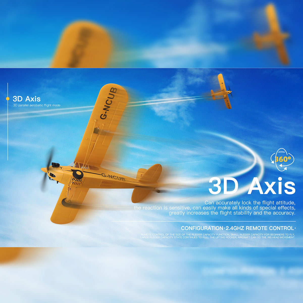 Avión RC Park10 Toys J3-CUB 5CH Avión de Control Remoto para Adultos Motor Sin Escobillas 1406 3D6G de Ala Fija con Alas Reemplazables para Exteriores (Amarillo 2B LED Avión RC Park10 Toys J3-CUB 5CH Avión de Control Remoto para Adultos Motor Sin Escobillas 1406 3D6G de Ala Fija con Alas Reemplazables para Exteriores (Amarillo 2B LED