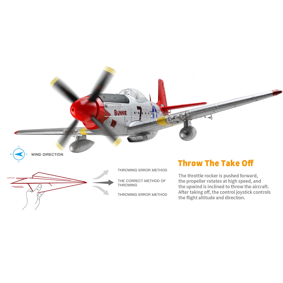 XK A280 Warbird P-51 Beginner RC Plane Kits 3D/6G 2.4G 560mm Wingspan EPP RTF - stirlingkit