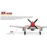 XK A280 Warbird P-51 Beginner RC Plane Kits 3D/6G 2.4G 560mm Wingspan EPP RTF - stirlingkit