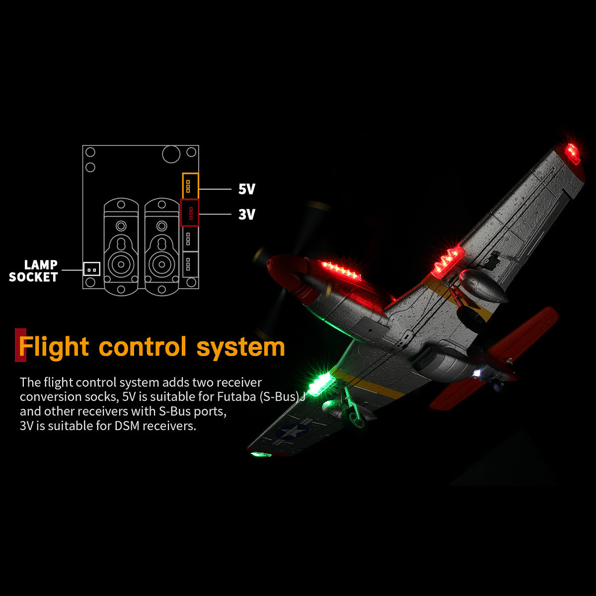 XK A280 Warbird P-51 Beginner RC Plane Kits 3D/6G 2.4G 560mm Wingspan EPP RTF - stirlingkit