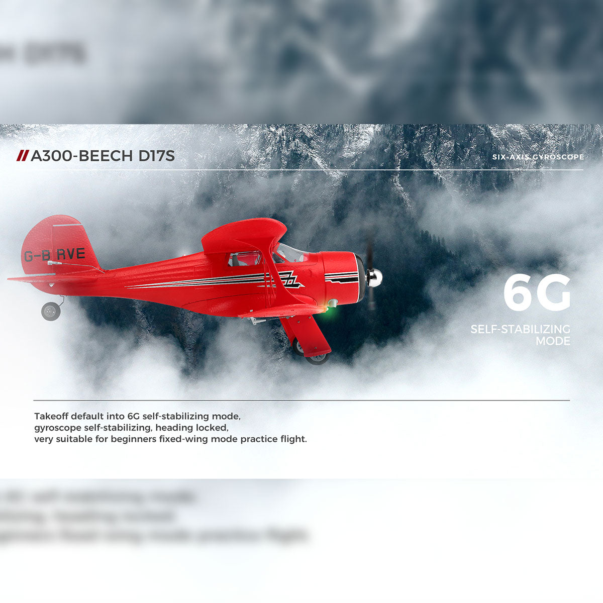 XK A300 Beech D17S Brushless RC Airplane Ready To Fly Biplane Kits - stirlingkit