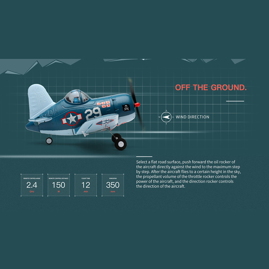 XK A500 Cors-air F4U Cartoon Fattie Plane RTF 3D/6G 2.4G 4CH RC EPP Fixed-Wing Airplane Model - stirlingkit