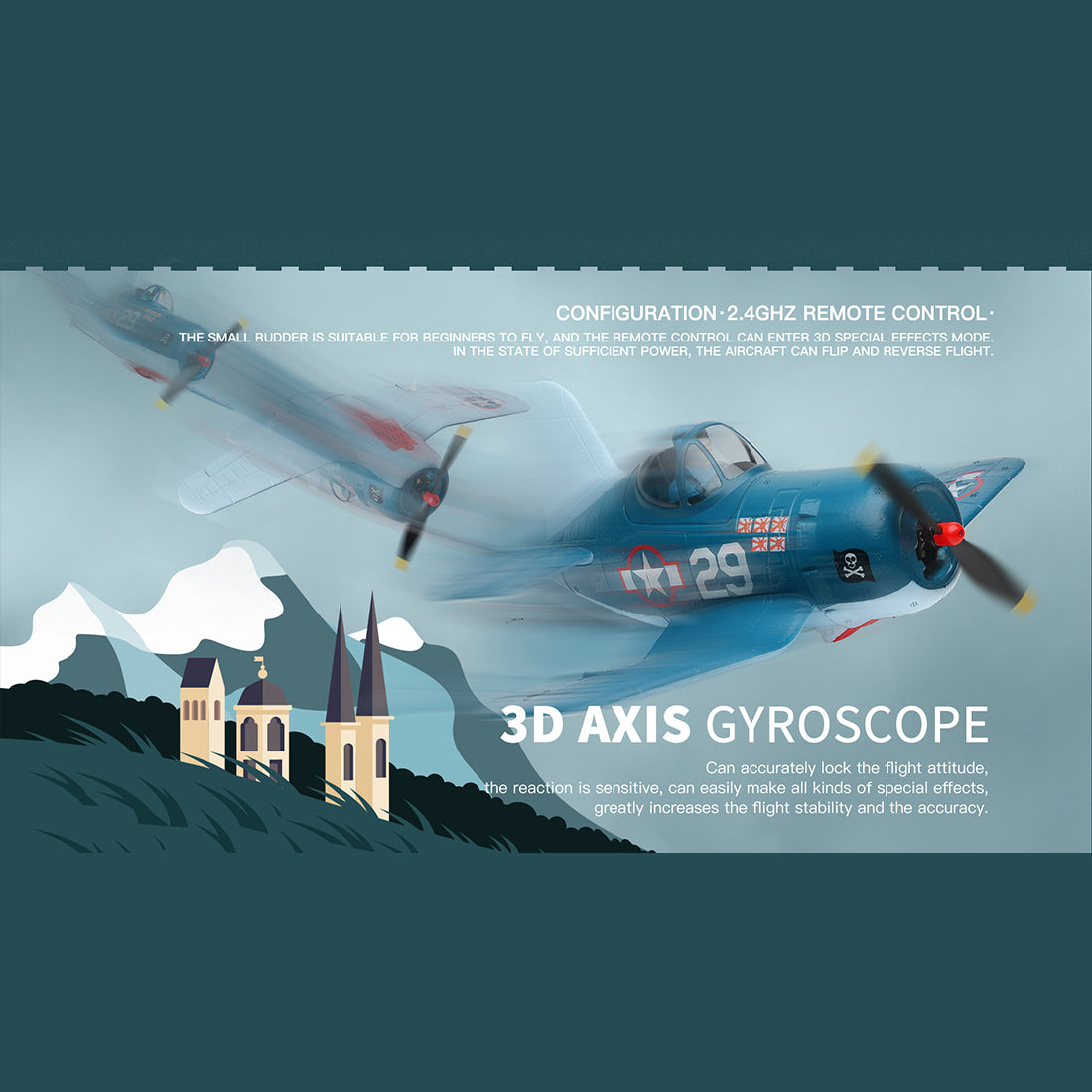 XK A500 Cors-air F4U Cartoon Fattie Plane RTF 3D/6G 2.4G 4CH RC EPP Fixed-Wing Airplane Model