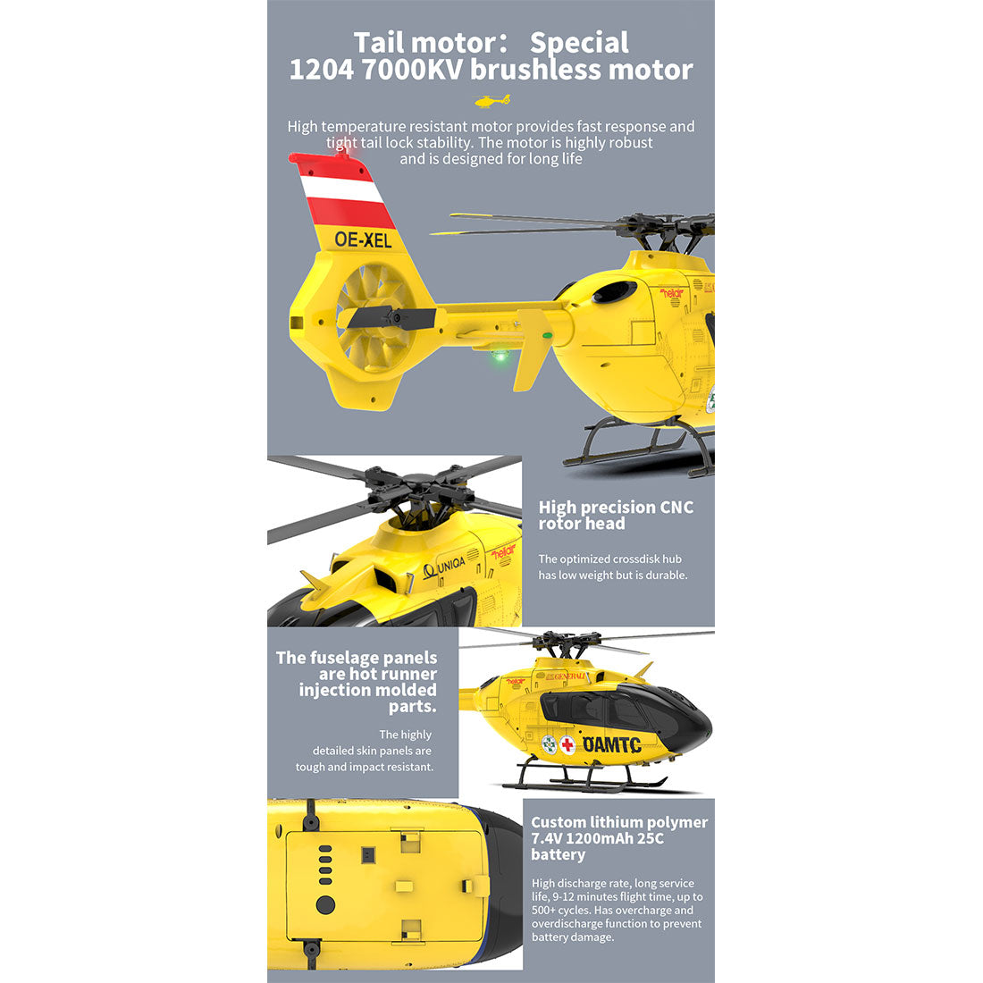 YU XIANG F06 EC-135 2.4G 6CH RC RTF Easy to Fly OAMTC RC Helicopter 1/36 Scale - stirlingkit