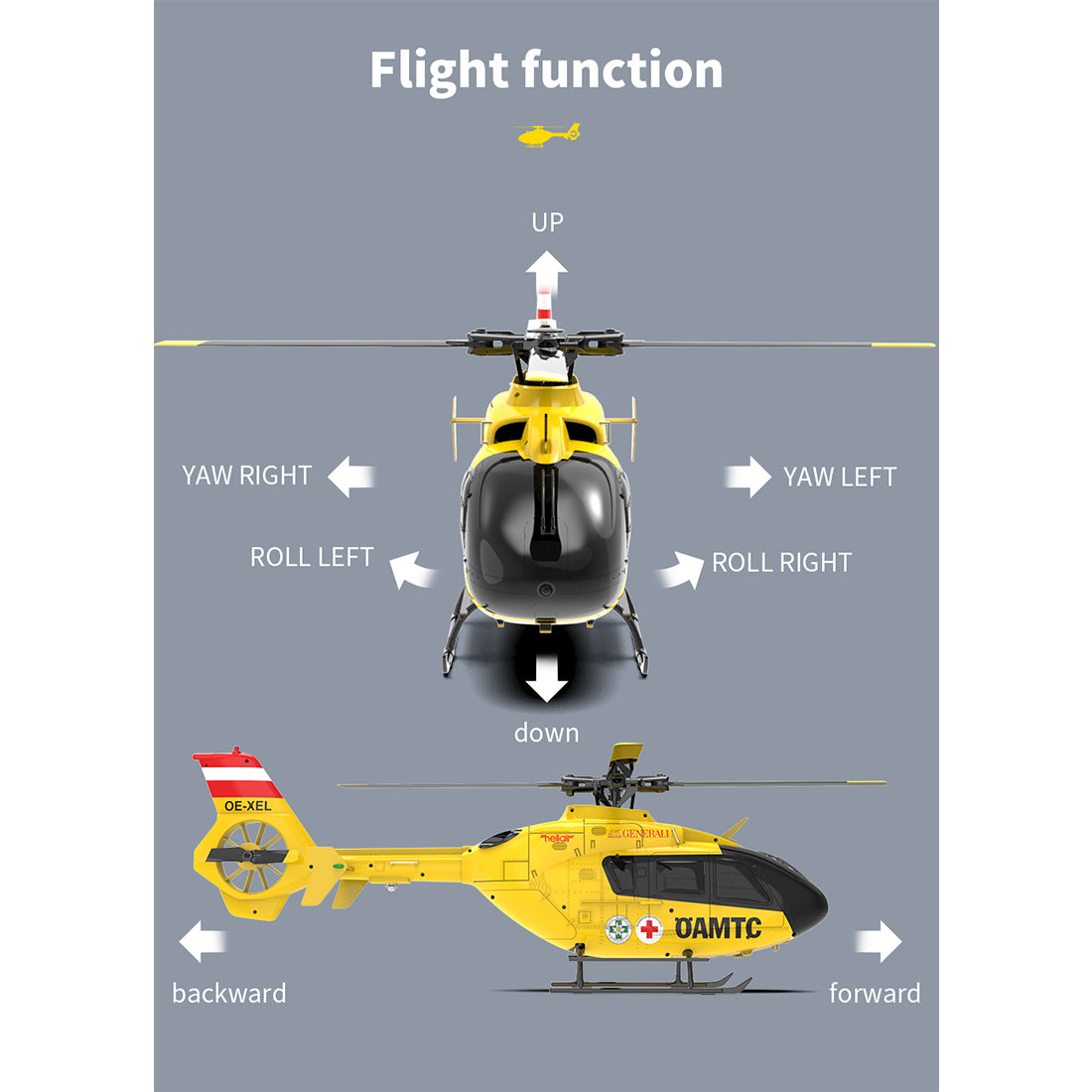 YU XIANG F06 EC-135 2.4G 6CH RC RTF Easy to Fly OAMTC RC Helicopter 1/36 Scale - stirlingkit
