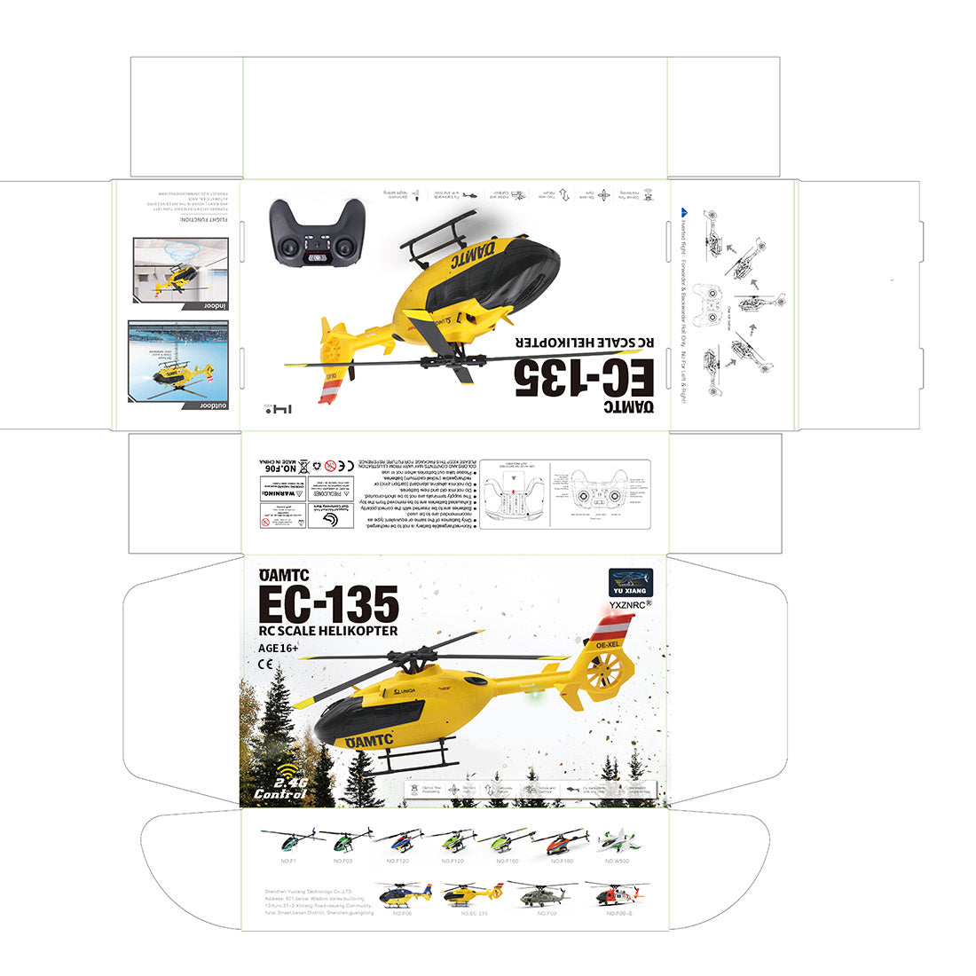YU XIANG F06 EC-135 2.4G 6CH RC RTF Easy to Fly OAMTC RC Helicopter 1/36 Scale - stirlingkit