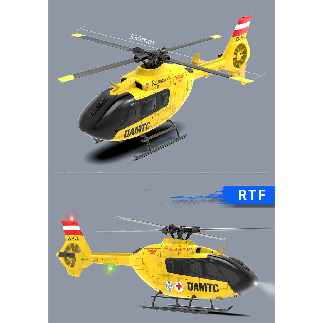 YU XIANG F06 EC-135 2.4G 6CH RC RTF Easy to Fly OAMTC RC Helicopter 1/36 Scale - stirlingkit