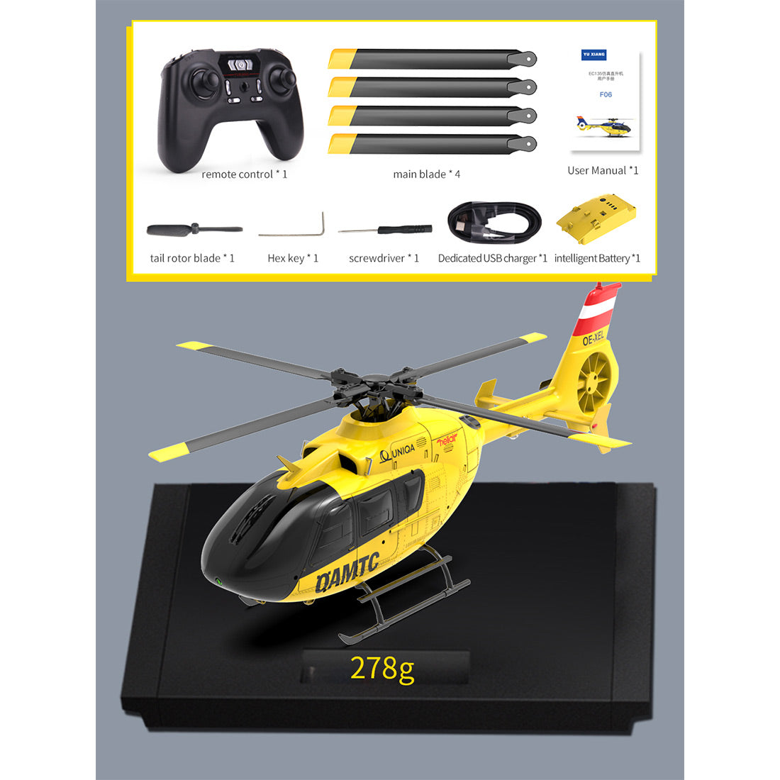YU XIANG F06 EC-135 2.4G 6CH RC RTF Easy to Fly OAMTC RC Helicopter 1/36 Scale - stirlingkit