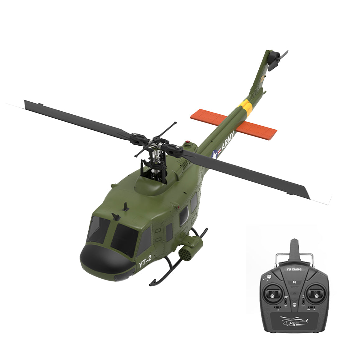 YU XIANG F07 UH-1 Huey 2.4G 6CH 1/34 Scale RC Military Helicopter Flybarless Helicopter Model Easy to Fly - stirlingkit