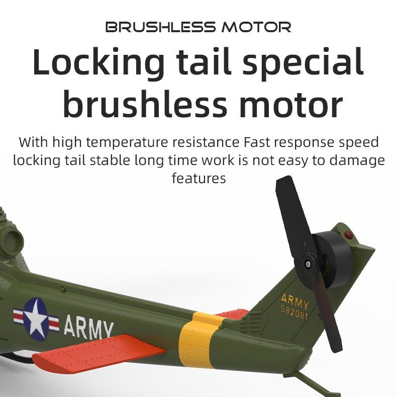 YU XIANG F07 UH-1 Huey 2.4G 6CH 1/34 Scale RC Military Helicopter Flybarless Helicopter Model Easy to Fly - stirlingkit