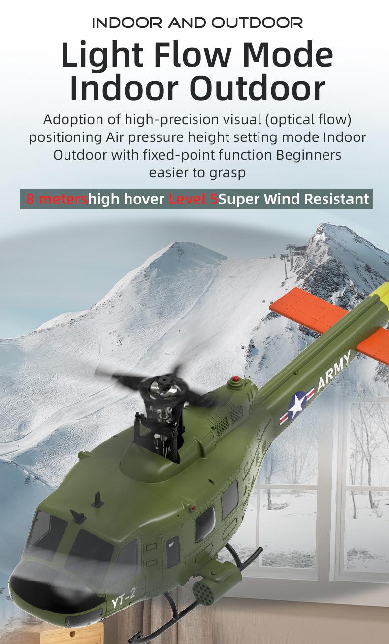 YU XIANG F07 UH-1 Huey 2.4G 6CH 1/34 Scale RC Military Helicopter Flybarless Helicopter Model Easy to Fly - stirlingkit