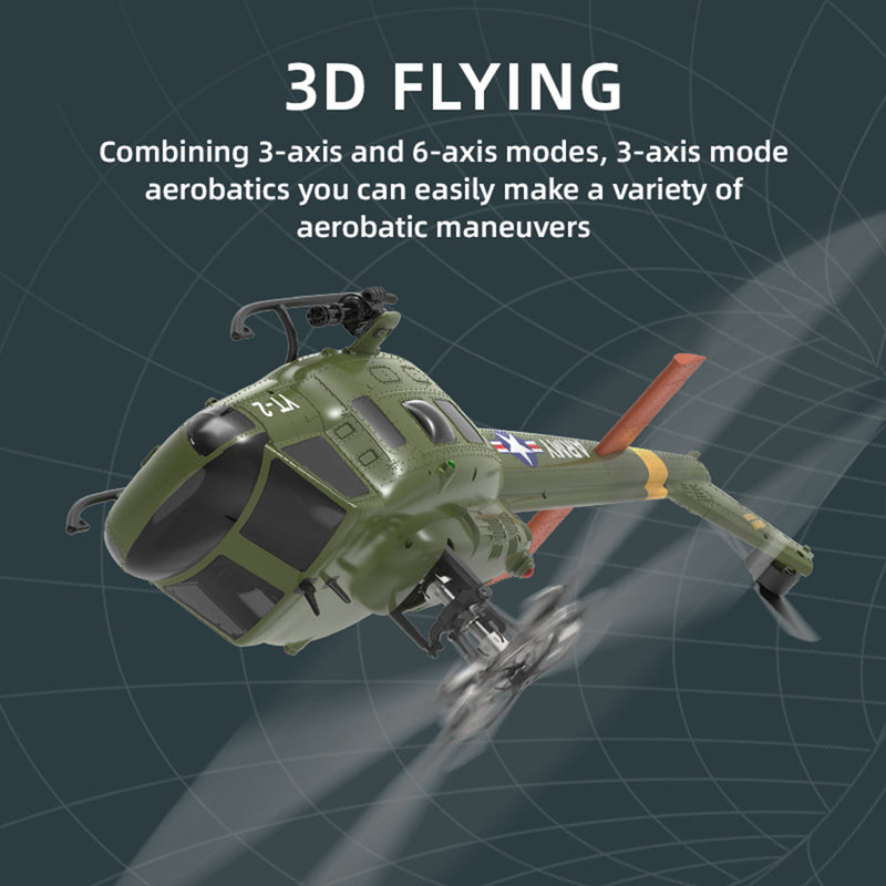 YU XIANG F07-V  UH-1 Huey 3D Stunt RC Helicopter 2.4G 6CH Brushless Direct-Drive Flybarless Aircraft Model 1/34 Scale RTF Version - stirlingkit