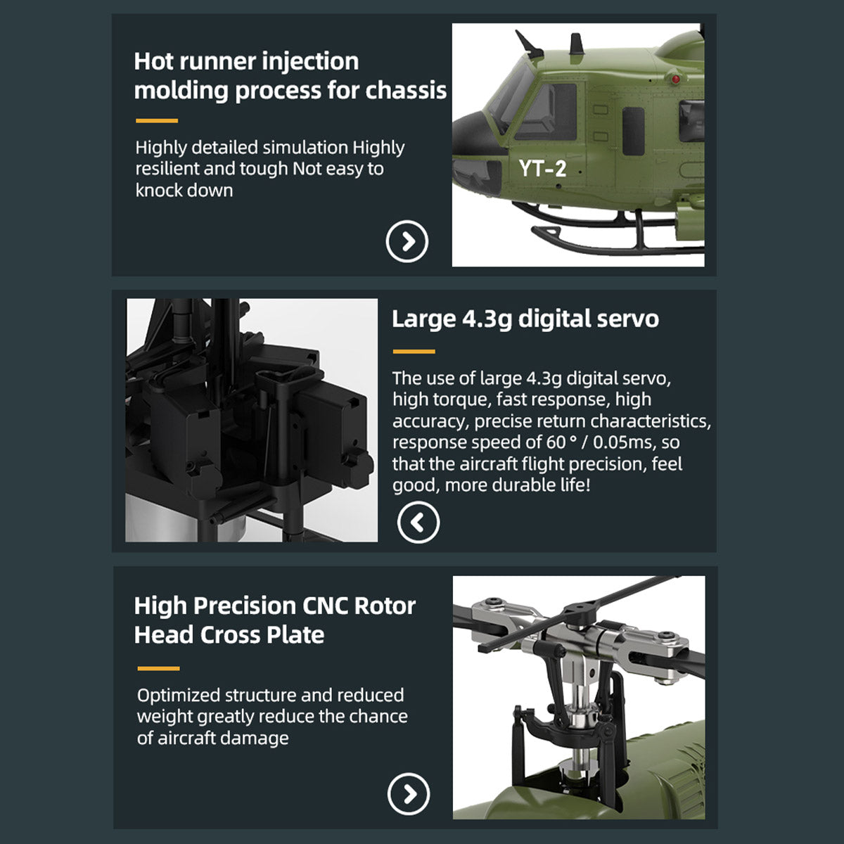 YU XIANG F07-V  UH-1 Huey 3D Stunt RC Helicopter 2.4G 6CH Brushless Direct-Drive Flybarless Aircraft Model 1/34 Scale RTF Version - stirlingkit
