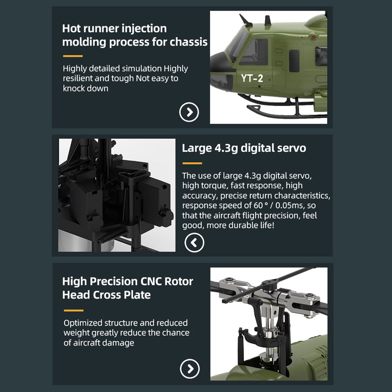 YU XIANG F07-V  UH-1 Huey 3D Stunt RC Helicopter 2.4G 6CH Brushless Direct-Drive Flybarless Aircraft Model 1/34 Scale RTF Version - stirlingkit