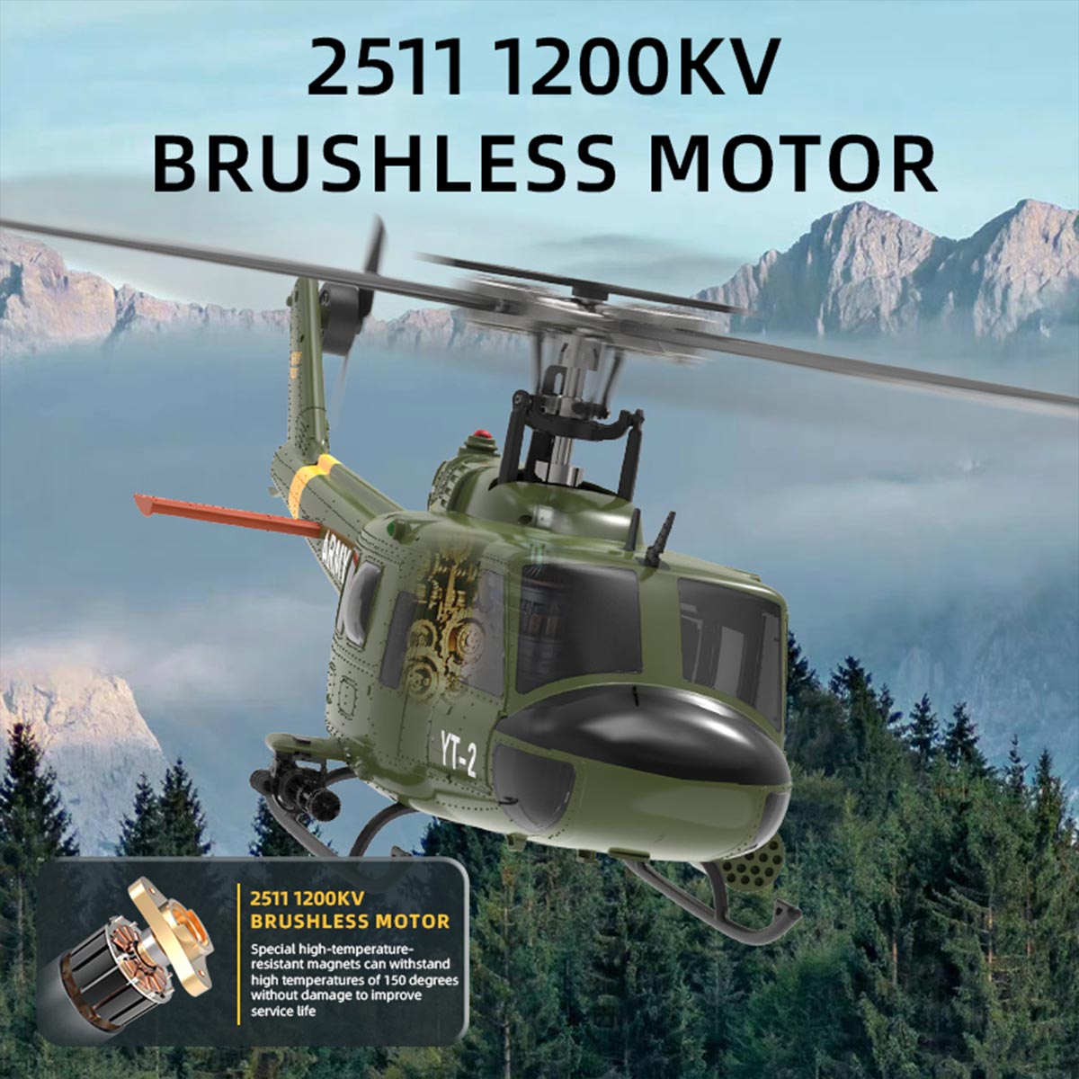 YU XIANG F07-V  UH-1 Huey 3D Stunt RC Helicopter 2.4G 6CH Brushless Direct-Drive Flybarless Aircraft Model 1/34 Scale RTF Version - stirlingkit