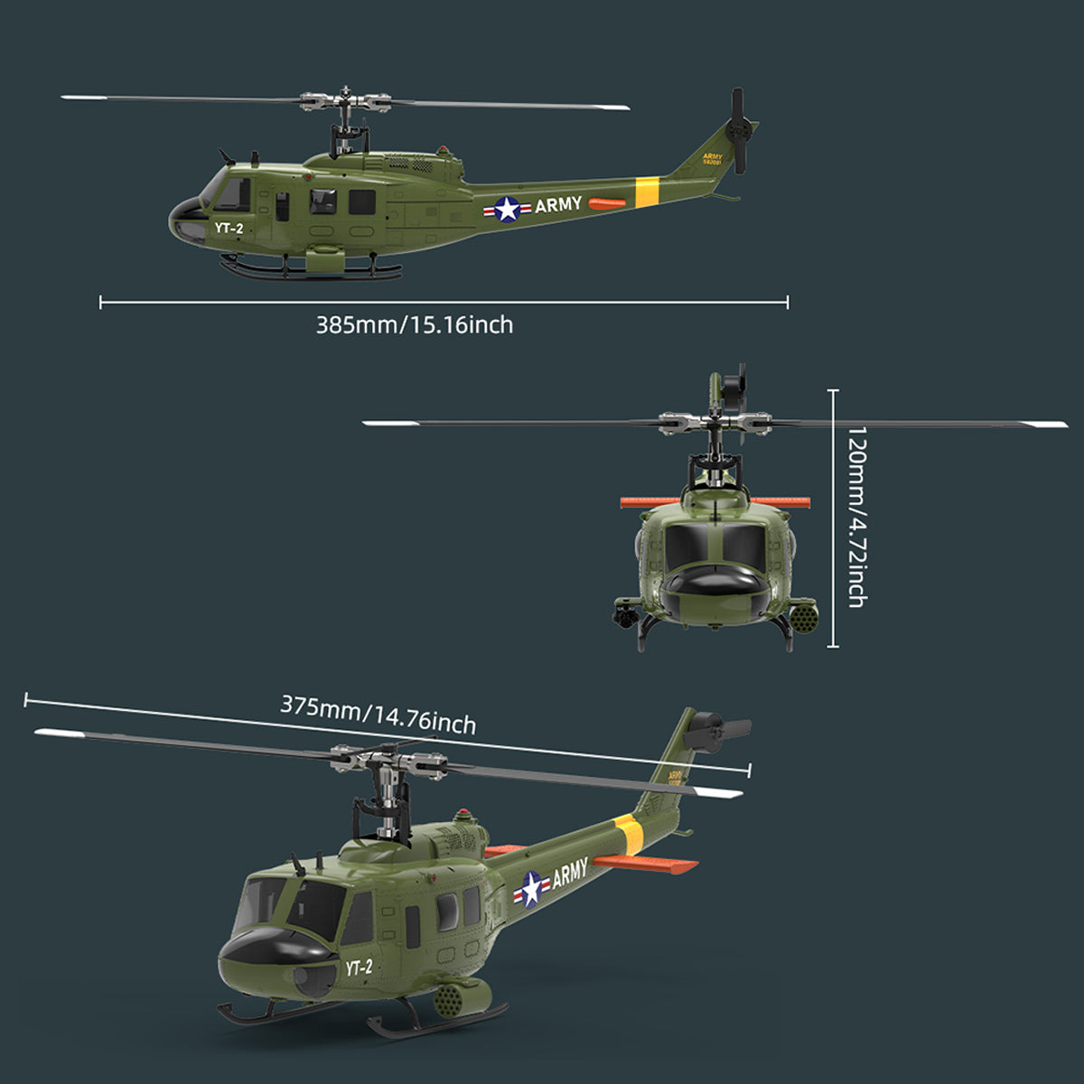 YU XIANG F07-V  UH-1 Huey 3D Stunt RC Helicopter 2.4G 6CH Brushless Direct-Drive Flybarless Aircraft Model 1/34 Scale RTF Version - stirlingkit