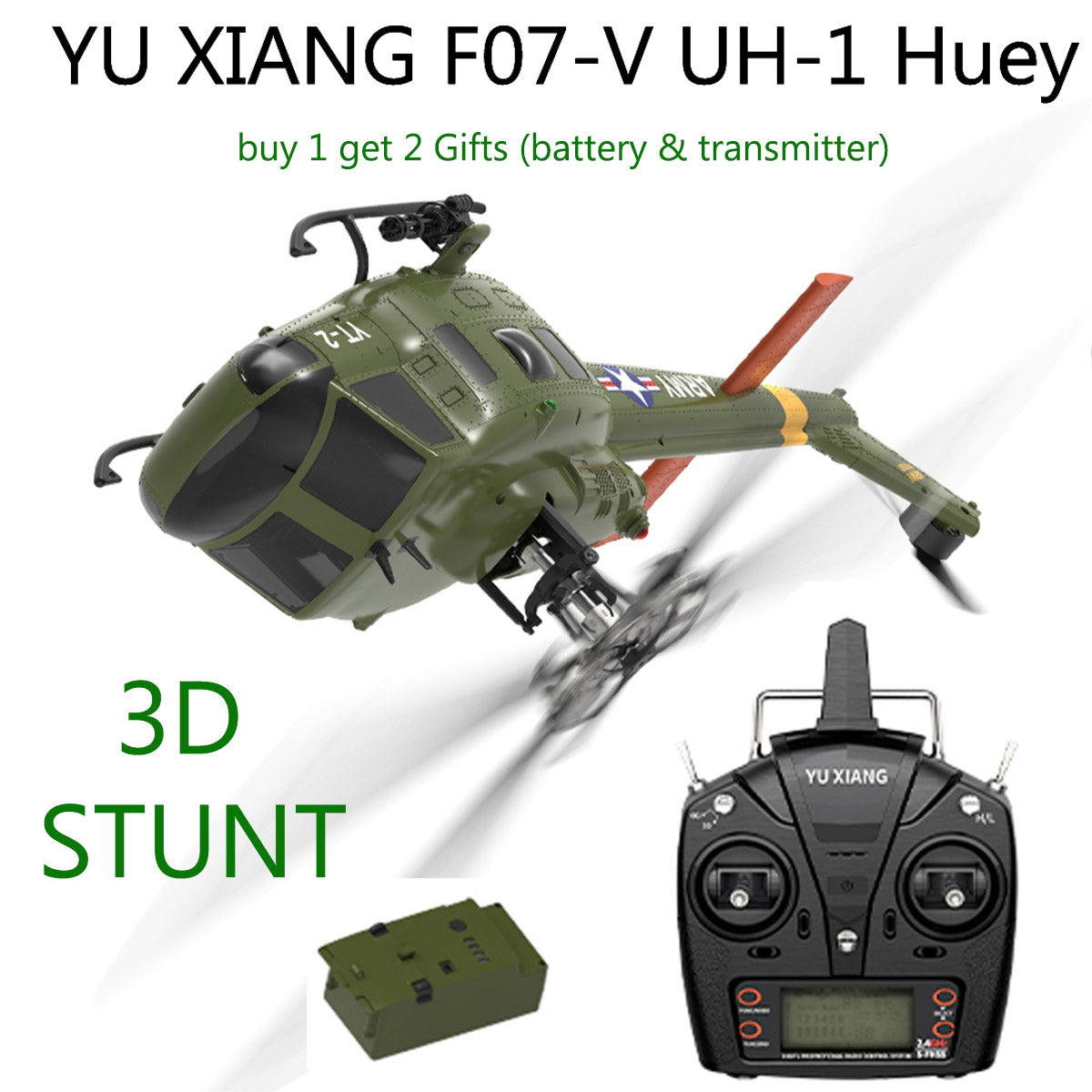 YU XIANG F07-V UH-1 Huey 3D Stunt RC Helicopter 2.4G 6CH Brushless