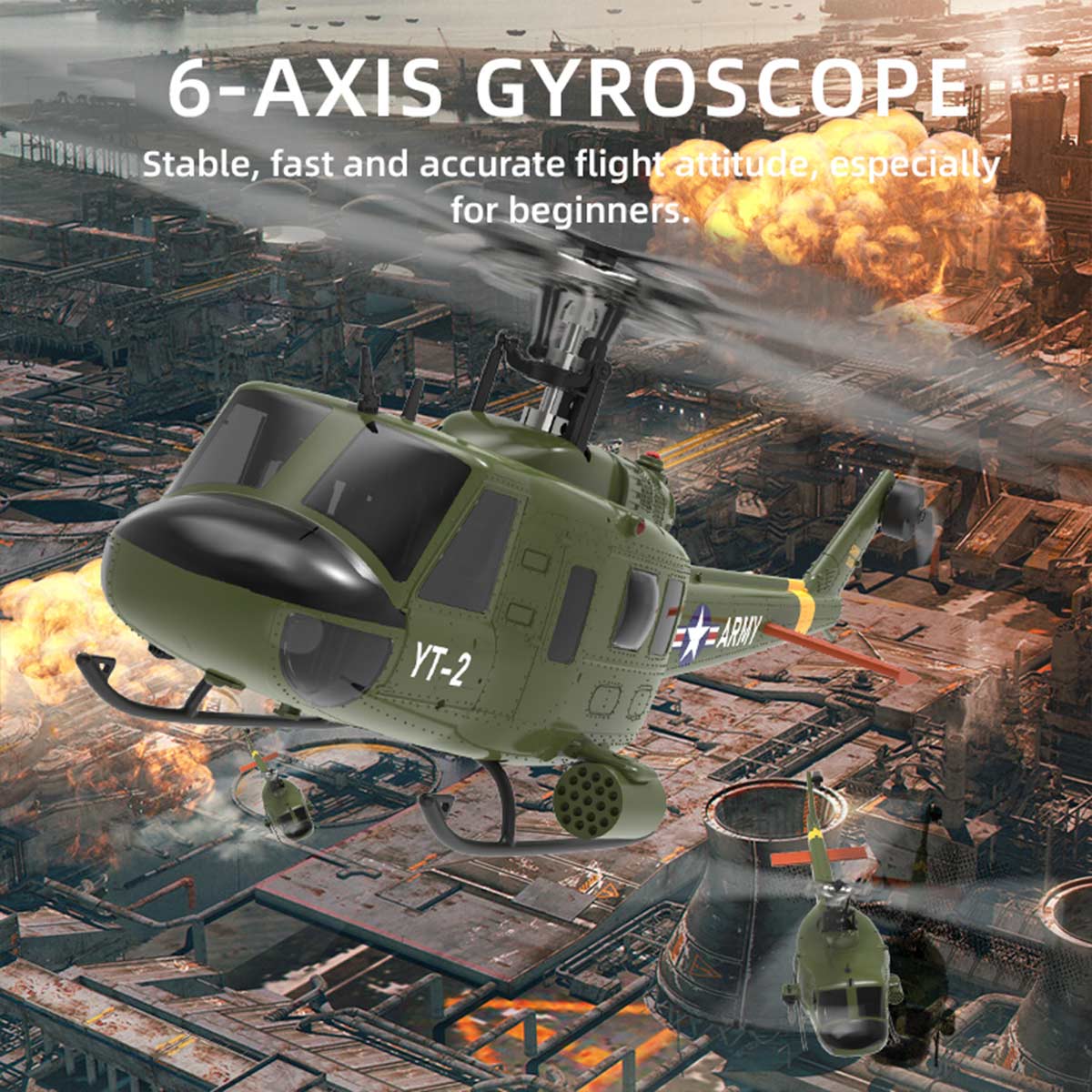 YU XIANG F07-V  UH-1 Huey 3D Stunt RC Helicopter 2.4G 6CH Brushless Direct-Drive Flybarless Aircraft Model 1/34 Scale RTF Version - stirlingkit