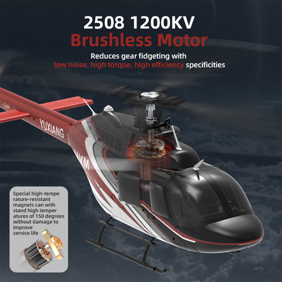 YU XIANG F08 Bell 206 Brushless Beginner Helicopter 2.4G 6CH Flybarless RC Helicopter Model RTF - stirlingkit